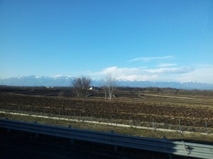 Mountains through the bus window