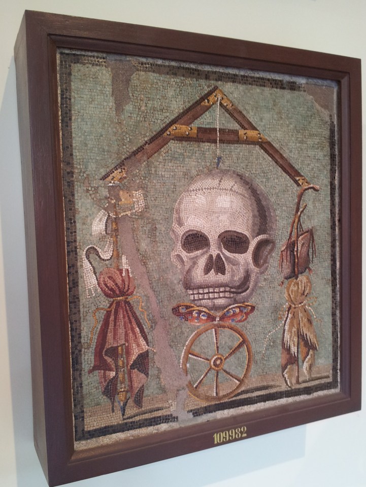 Skull mosaic from Pompeii, in the archeological museum, Naples