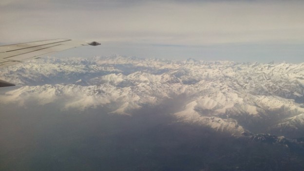 The Alps from a plane window