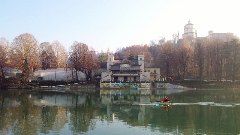 Rower on the river Po